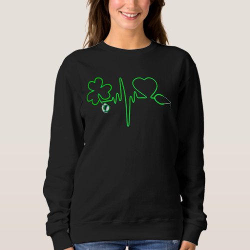Irish Nurse Heartbeat Stethoscope  St Patricks Day Sweatshirt