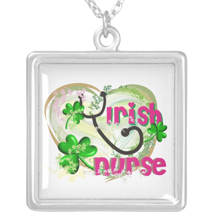 Irish Nurse Shamrock Necklace Sterling Silver