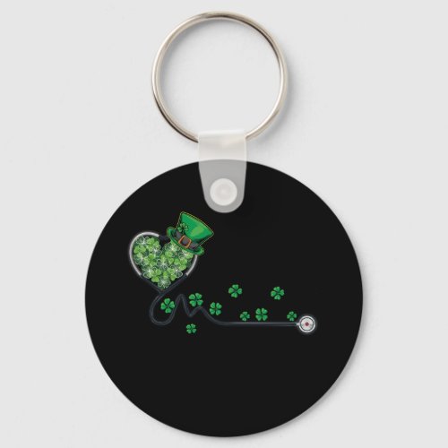 Irish Nurse St Patricks Day Shirt Stethoscope Keychain