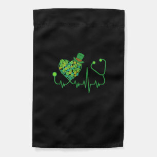Irish Nurse St Patricks Day Tee Stethoscope & Hear Garden Flag