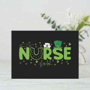 Irish Nurse Stethoscope Scrub Patricks Day Nurses Invitation