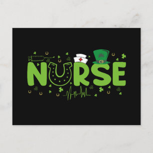 Irish Nurse Stethoscope Scrub Patricks Day Nurses Postcard