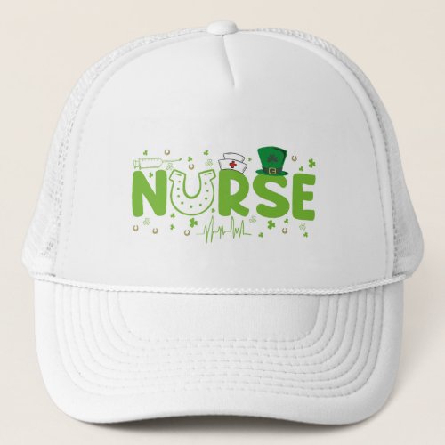 Irish Nurse Stethoscope Scrub Patricks Day Nurses Trucker Hat
