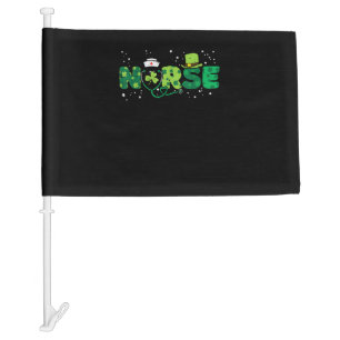 Irish Nurse Stethoscope Scrub St Patricks Day Nurs Car Flag