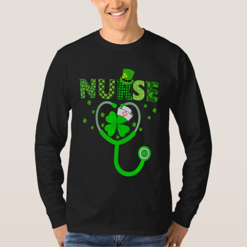 Irish Nurse Stethoscope Scrub St Patricks Day Nurs T_Shirt