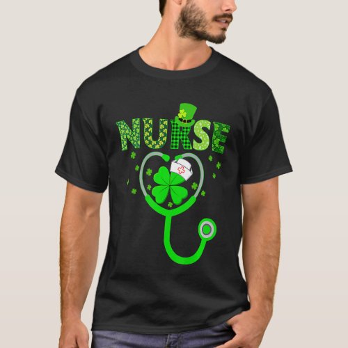 Irish Nurse Stethoscope Scrub St Patricks Day Nurs T_Shirt