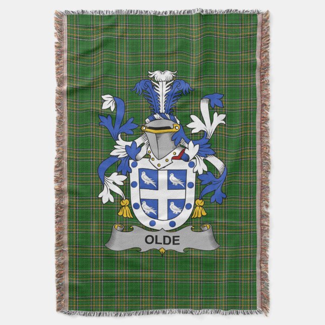  Irish Olde Coat of Arms Family Crest Ireland Throw Blanket (Front Vertical)