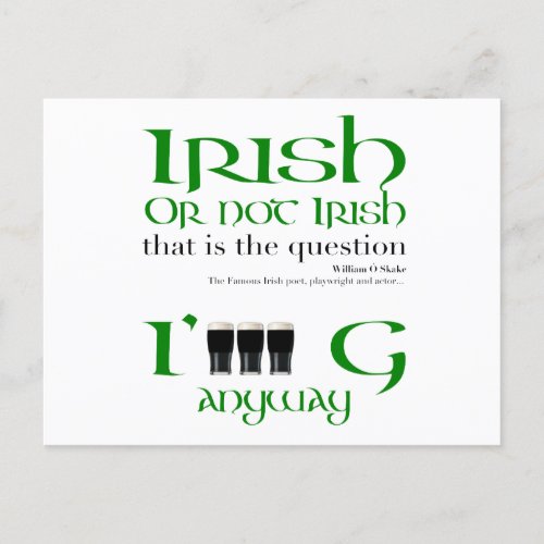 Irish or not Irish Original St Patricks Day HHP Invitation Postcard