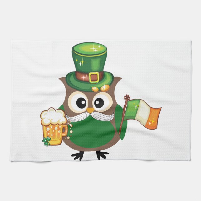 Irish Owl for St. Patrick's Day Towel (Horizontal)