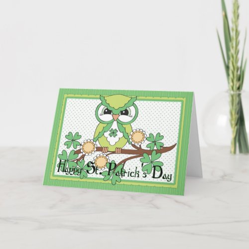 Irish Owl Happy St Patricks Day Greeting Card