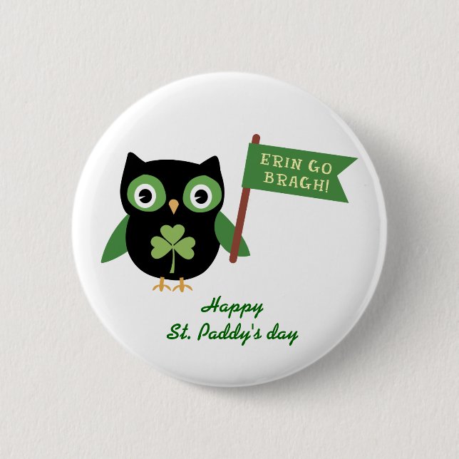Irish Owl Pinback Button (Front)