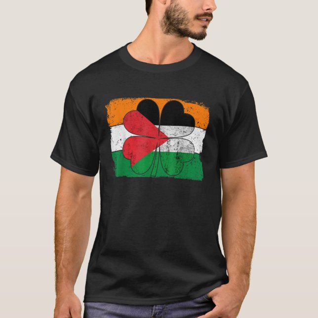 Irish Palestine Flag Ireland Shamrock St Patricks  T-Shirt (Front)
