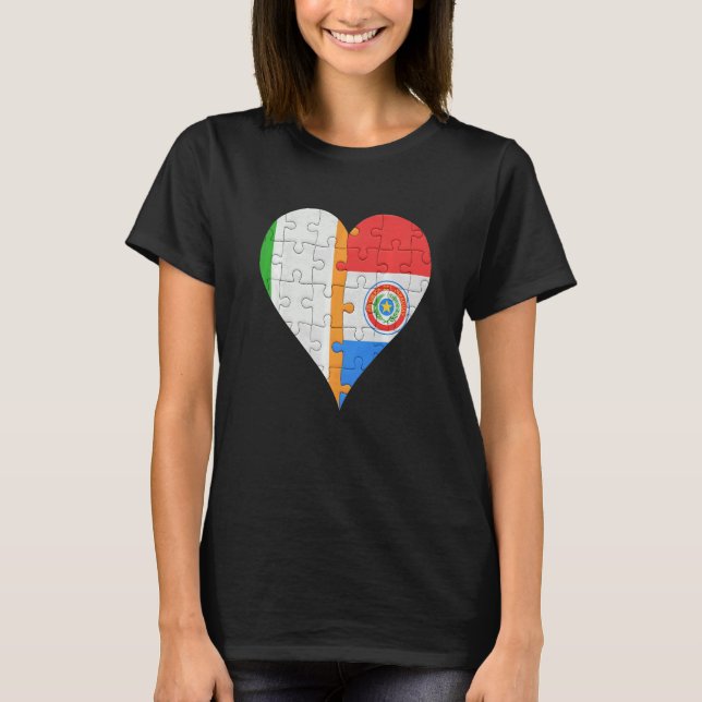 Irish Paraguayan Flag Heart T-Shirt (Front)