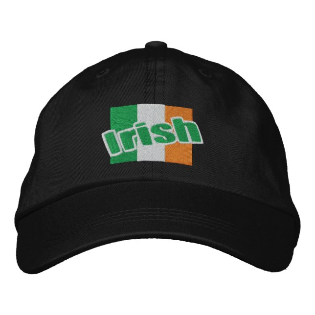Irish Patriotic Ireland Flag And Text Embroidered Baseball Cap (Front)