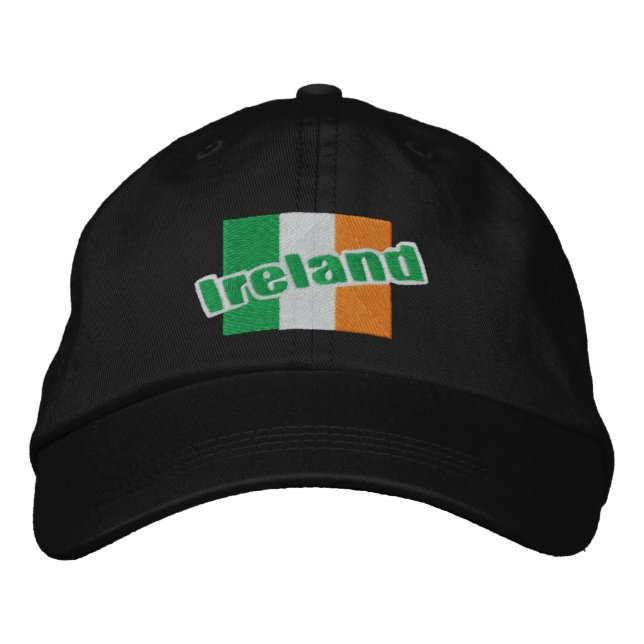 Irish Patriotic Ireland Flag And Text Embroidered Baseball Hat (Front)