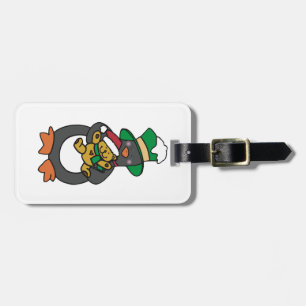 Irish Penguin Holding Christmas Teddy Bear Luggage Tag