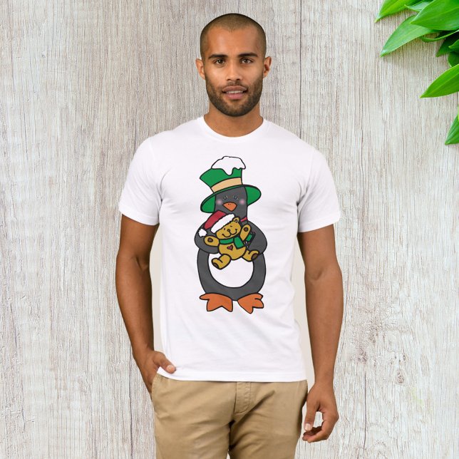 Irish Penguin Holding Christmas Teddy Bear T-Shirt (Creator Uploaded)