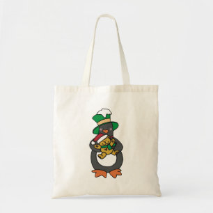 Irish Penguin Holding Christmas Teddy Bear Tote Bag