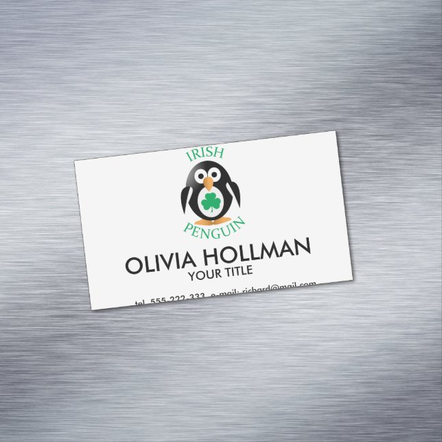 Irish penguin magnetic business card (In Situ)