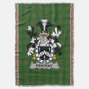 Irish Penteny Coat of Arms Family Crest Ireland Throw Blanket