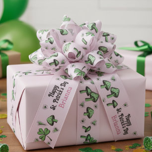 Irish Pink & Green Happy St Patrick's Day 3" Grosgrain Ribbon