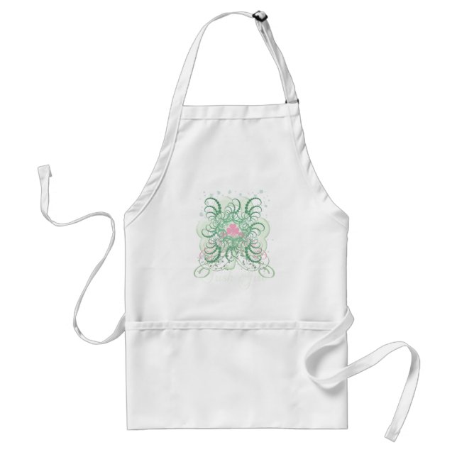Irish Pink SHamrock Adult Apron (Front)