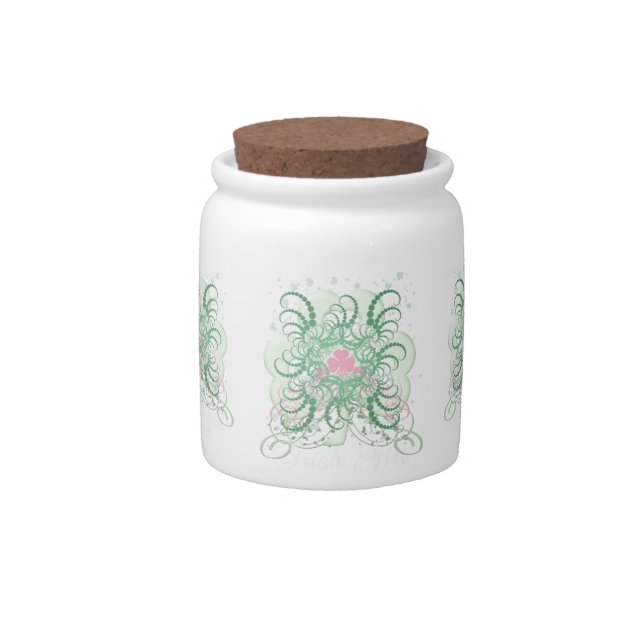 Irish Pink SHamrock Candy Jar (Front)