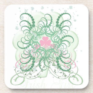 Irish Pink SHamrock Drink Coaster
