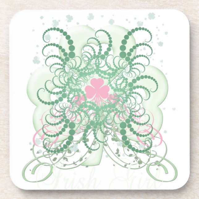 Irish Pink SHamrock Drink Coaster (Front)