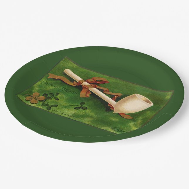 Irish Pipe St. Patrick's Day Paper Plates (Angled)