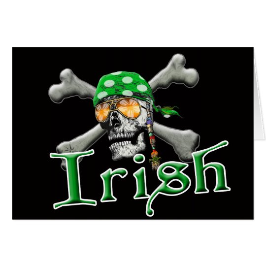 Irish Pirate Scull and Bones Card