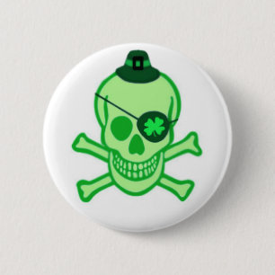 Irish Pirate Skull Button