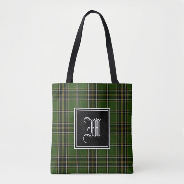 Irish Plaid Monogram Tote Bag (Front)