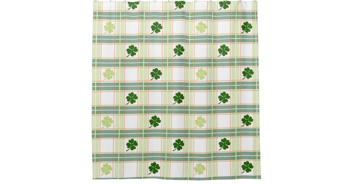 Irish Plaid Shamrock Shower Curtain Zazzle Com