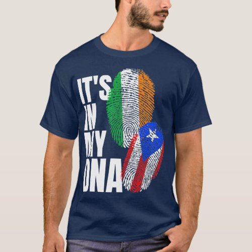 Irish Plus Puerto Rican DNA Mix Flag Heritage T_Shirt