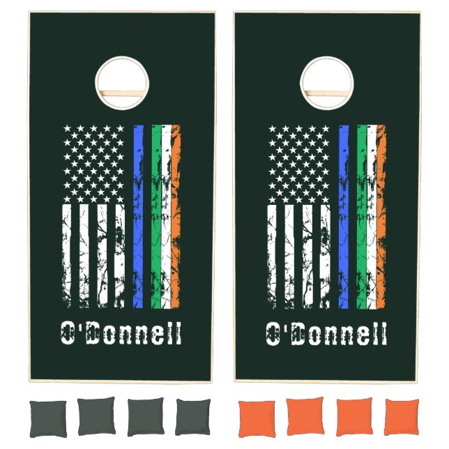 Irish Police Blue Line Flag St Patricks Day Cornhole Set (Set)