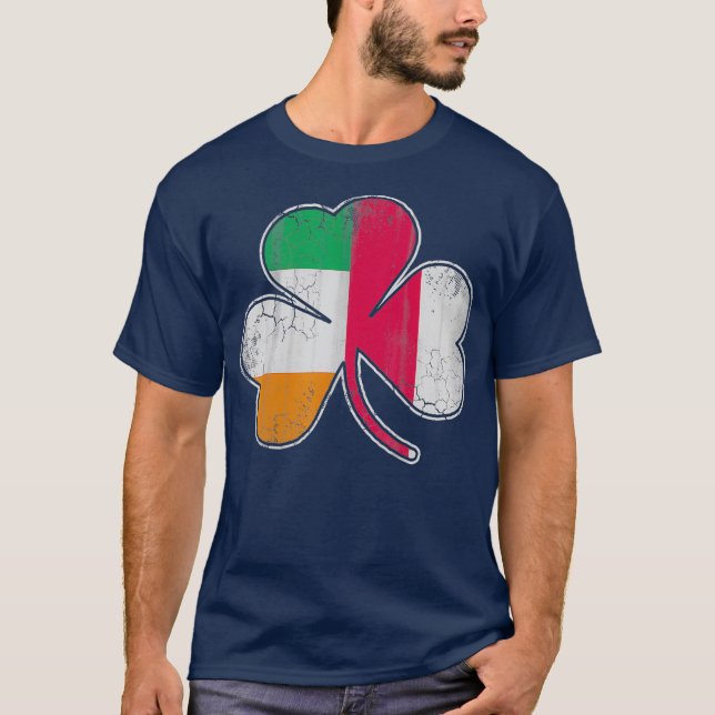 Irish Polish Flag Shamrock T-Shirt (Front)