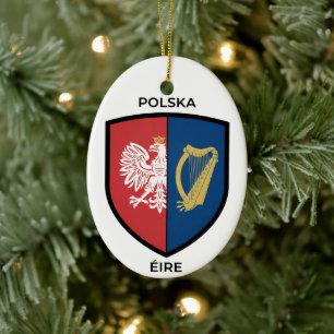 Irish-Polish Heritage Ceramic Ornament