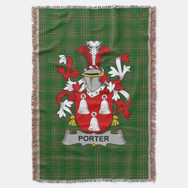  Irish Porter Coat of Arms Family Crest Ireland Throw Blanket (Front Vertical)