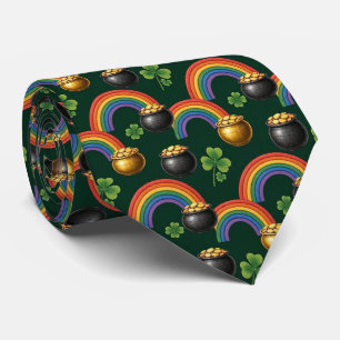 Irish Pot of Gold and Shamrock Neck Tie