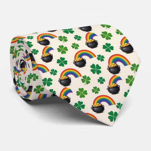 Irish Pot of Gold and Shamrock Neck Tie