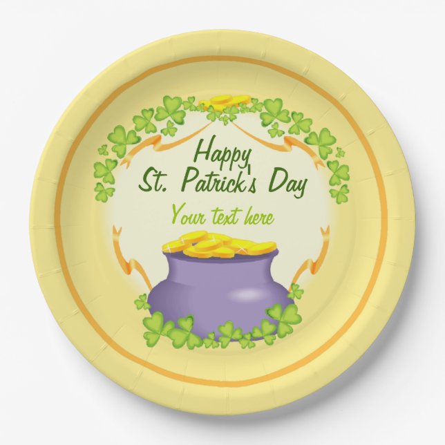 Irish Pot of Gold Paper Plates (Front)