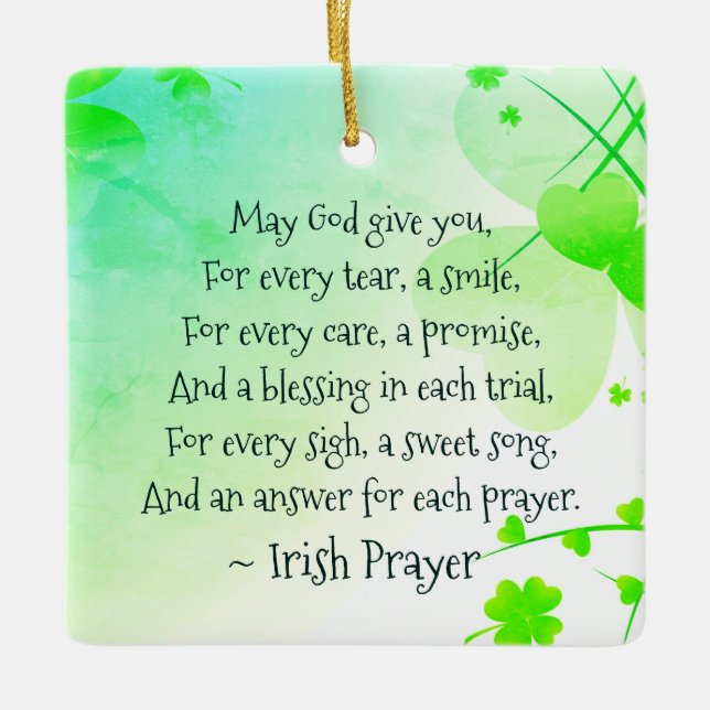 Irish Prayer and Blessing Personalized Christmas Ceramic Ornament (Front)