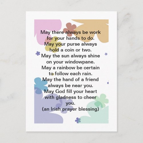 Irish Prayer Blessing Postcard