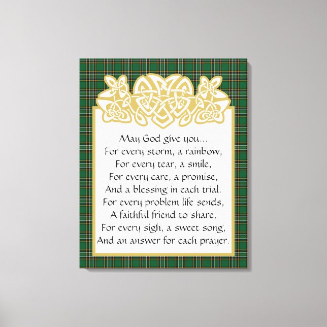 Irish Prayer Celtic Border and Tartan  Canvas Print (Front)