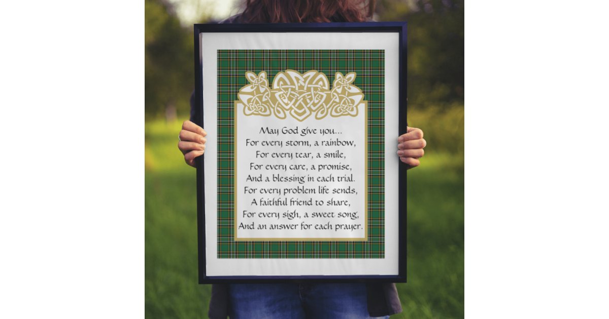 Irish Prayer Celtic Border and Tartan Poster | Zazzle
