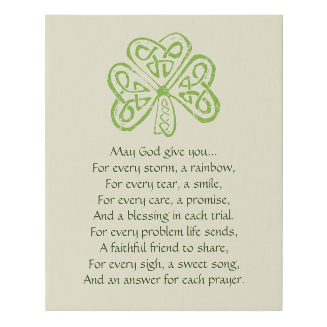 Irish Prayer Faux Canvas Print (Front)
