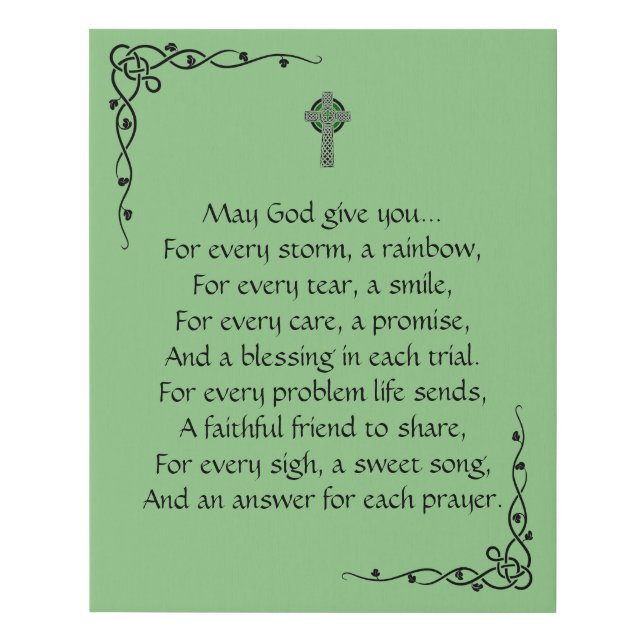 Irish Prayer Faux Canvas Print (Front)
