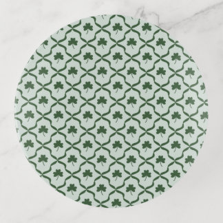Irish Preppy Green Shamrock Clover Trinket Tray
