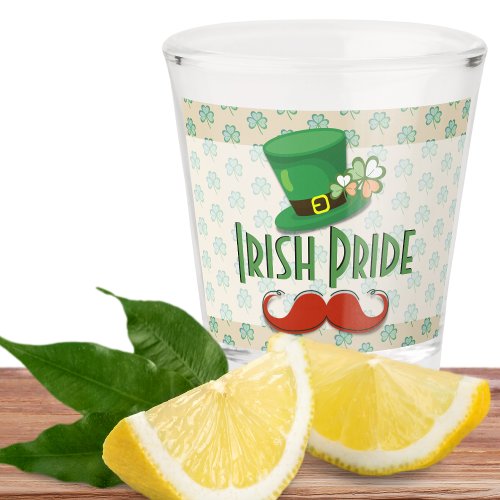 Irish Pride Hat Shamrock Mustasche Shot Glass